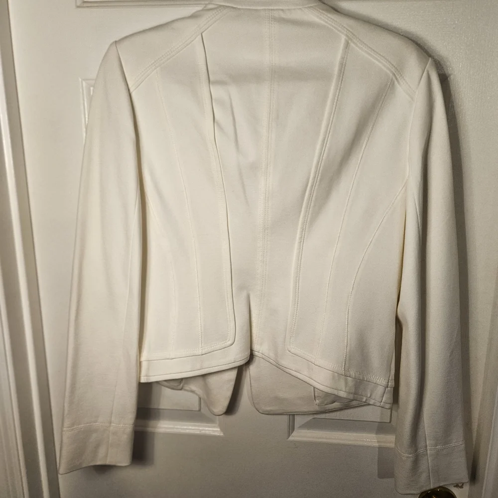 White House Black Market White Bomber Jacket with Structured Shoulders - Picture 2 of 12